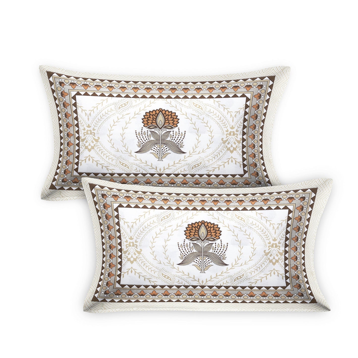 108/108 Hastkala 100% Cotton Jumbo Size Double Bedsheet with 2 Pillow Covers, Traditional Craft & Premium Comfort - HLB69
