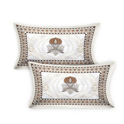 108/108 Hastkala 100% Cotton Jumbo Size Double Bedsheet with 2 Pillow Covers, Traditional Craft & Premium Comfort - HLB69