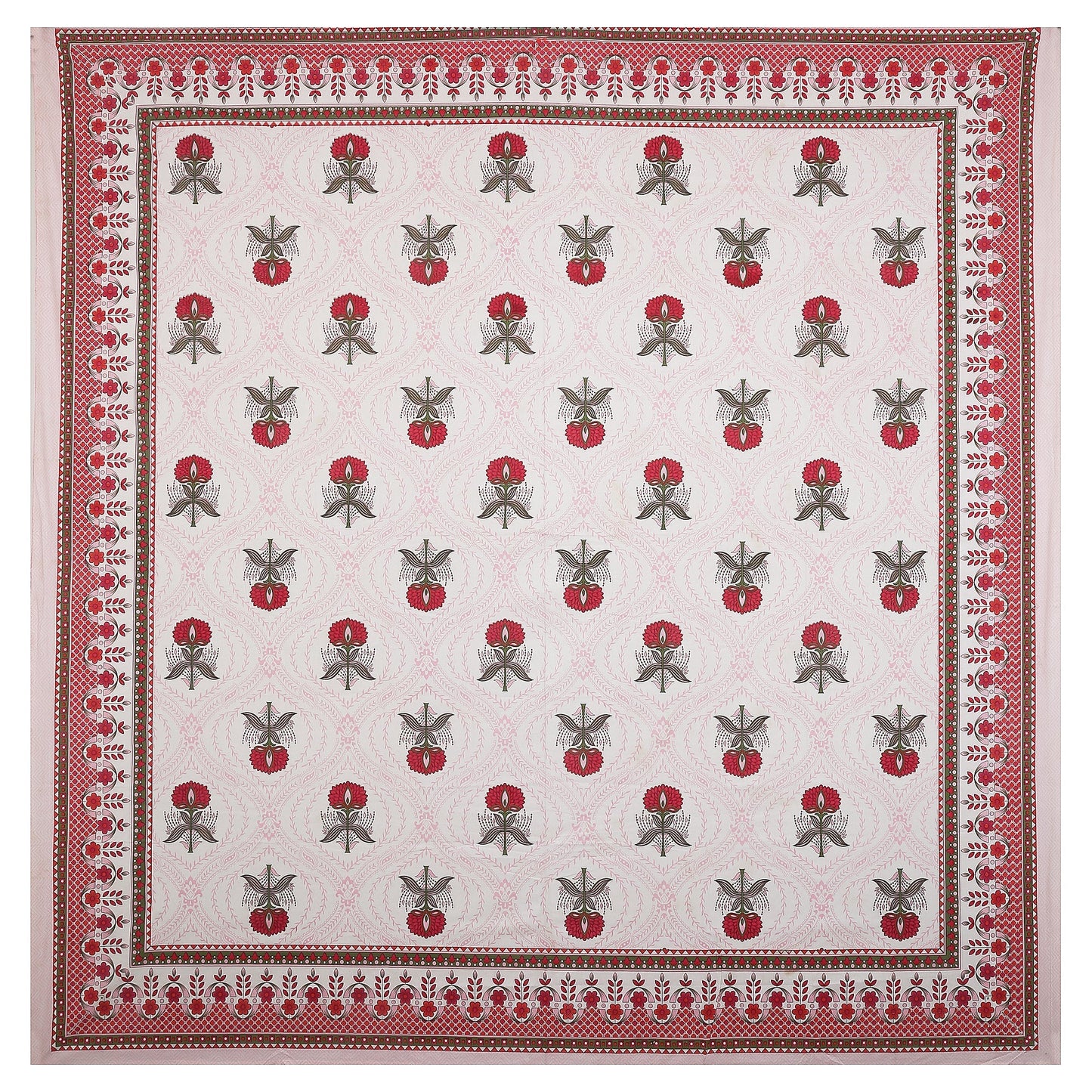 108/108 Hastkala 100% Cotton Jumbo Size Double Bedsheet with 2 Pillow Covers, Traditional Craft & Premium Comfort - HLB69