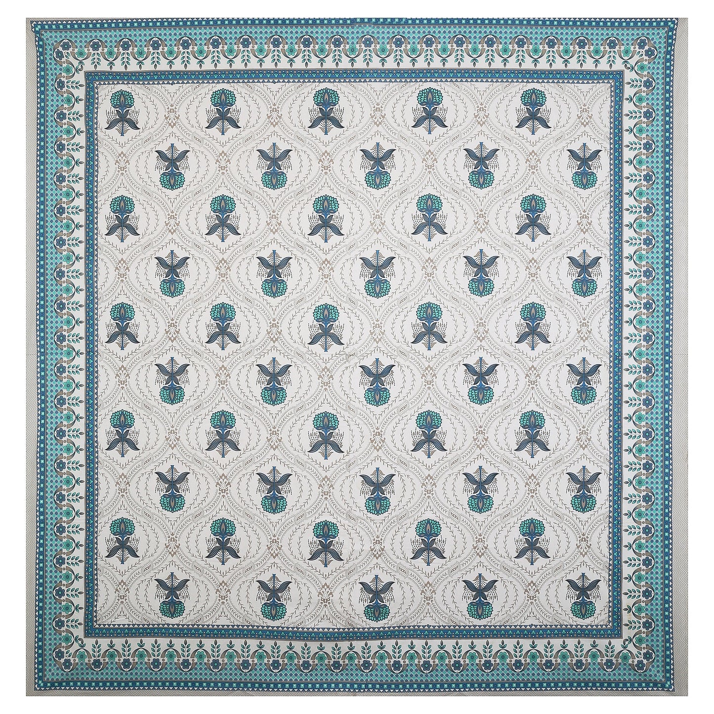 108/108 Hastkala 100% Cotton Jumbo Size Double Bedsheet with 2 Pillow Covers, Traditional Craft & Premium Comfort - HLB69
