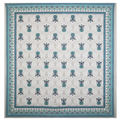 108/108 Hastkala 100% Cotton Jumbo Size Double Bedsheet with 2 Pillow Covers, Traditional Craft & Premium Comfort - HLB69