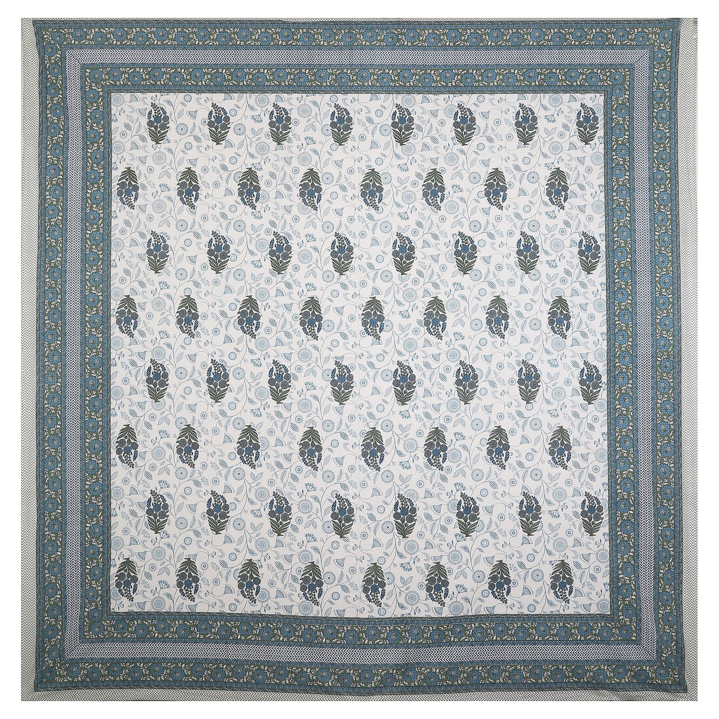 108/108 Hastkala 100% Cotton Jumbo Size Double Bedsheet with 2 Pillow Covers, Traditional Craft & Premium Comfort - HLB69