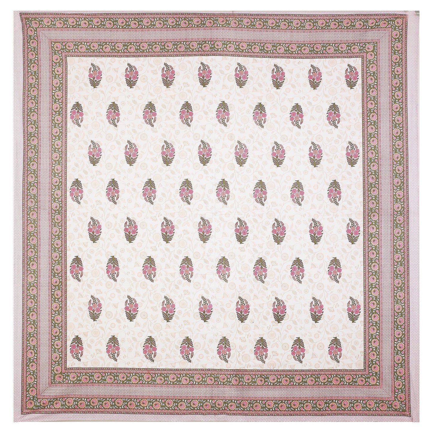 108/108 Hastkala 100% Cotton Jumbo Size Double Bedsheet with 2 Pillow Covers, Traditional Craft & Premium Comfort - HLB69