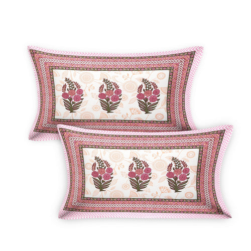 108/108 Hastkala 100% Cotton Jumbo Size Double Bedsheet with 2 Pillow Covers, Traditional Craft & Premium Comfort - HLB69