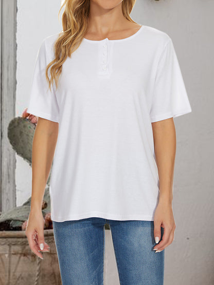 Cutout Round Neck Short Sleeve T-Shirt